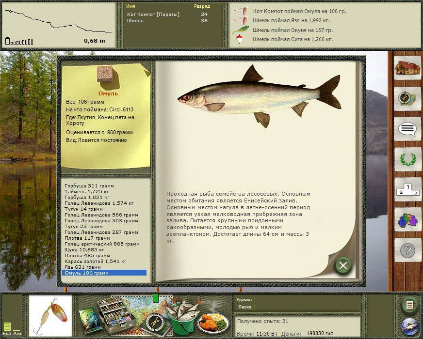 Таблица игры рыбалка