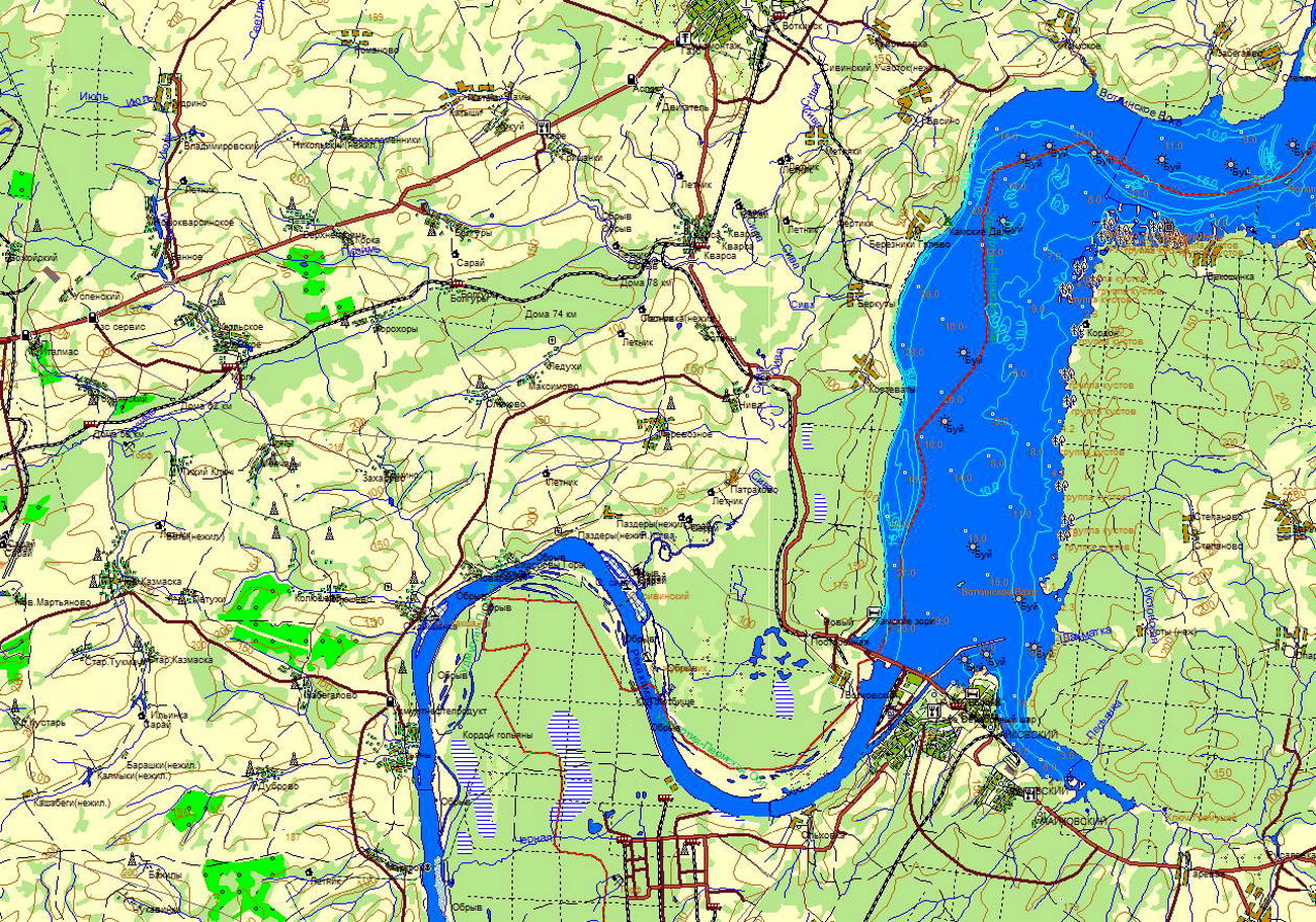 Карта водоемов татарстана с глубинами и рыболовными точками