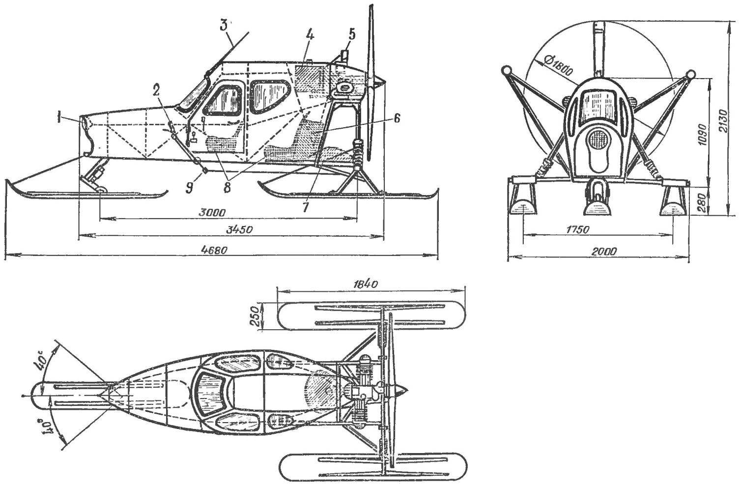 Аэросани самодельные с маломощным двигателем (чертежи)