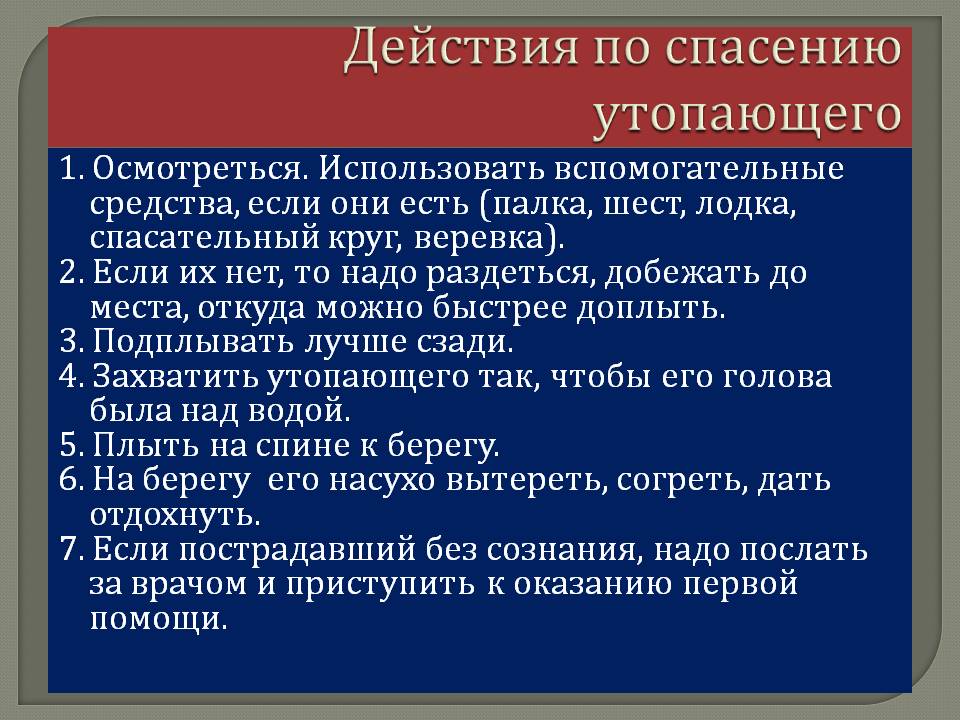 Спасение утопающего презентация