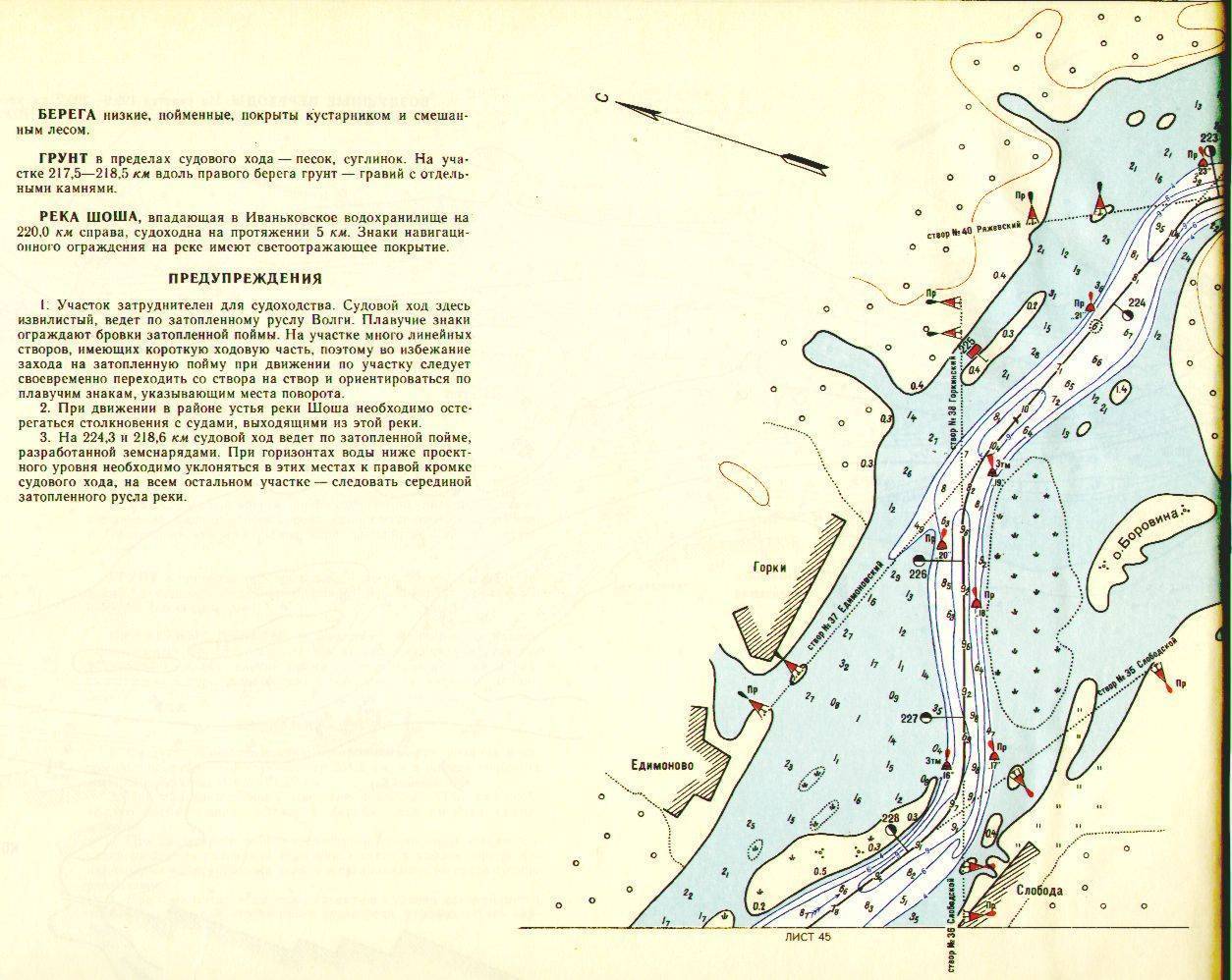Карта глубин реки Шоша