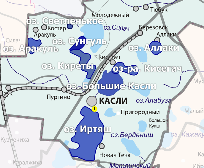 Карта город касли